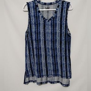 Lee Brand Womens Top Blue Pullover Hi Low Hem Sleeveless Size X-Large Stretch